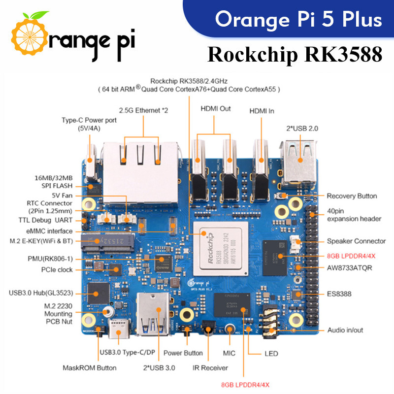 Orange Pi 5 Plus  Single Board - Orange Pi 5 Plus 16Gb 评论和价格