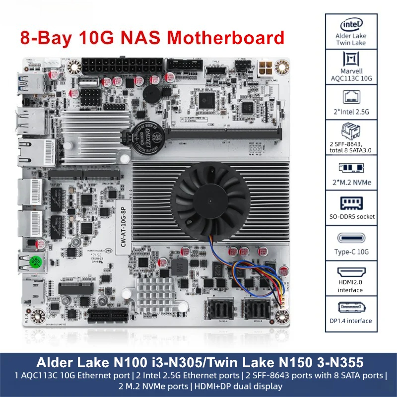 8-Bay 10G NAS Motherboard Inte - Nas Motherboard 8 Sata Mini Itx 评论和价格
